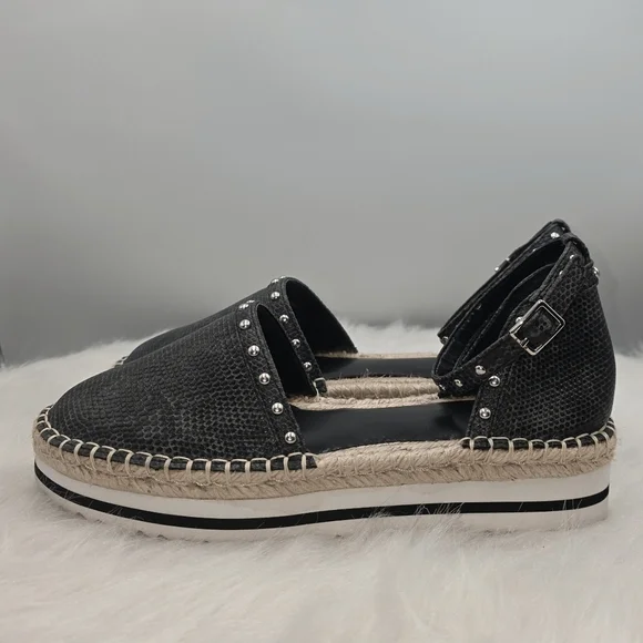 Jennifer Lopez Black Snakeskin Studed Espadrilles Size 7.5 - Picture 4 of 12